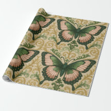 Roze en groene cadeauverpakking vlinderprint