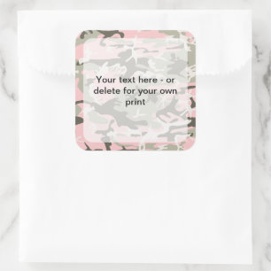 Roze en groene camouflage, camouflage, militair, l vierkante sticker