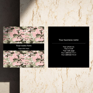 Roze en groene camouflage, camouflage, militair, l vierkante visitekaartje