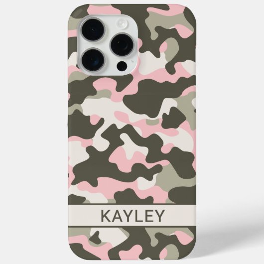 Roze en groene camouflage gepersonaliseerd Case-Mate iPhone case (Achterkant)