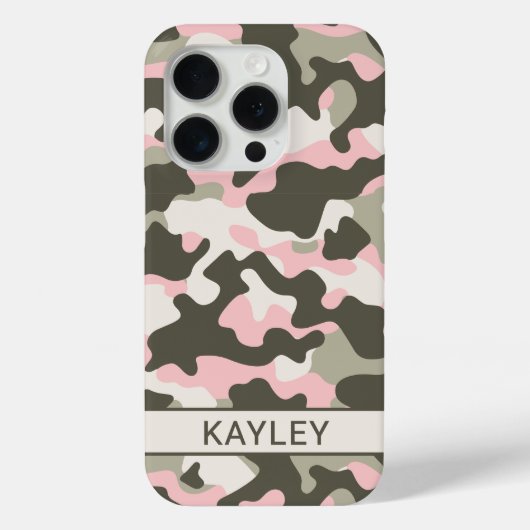 Roze en groene camouflage gepersonaliseerd Case-Mate iPhone case (Achterkant)