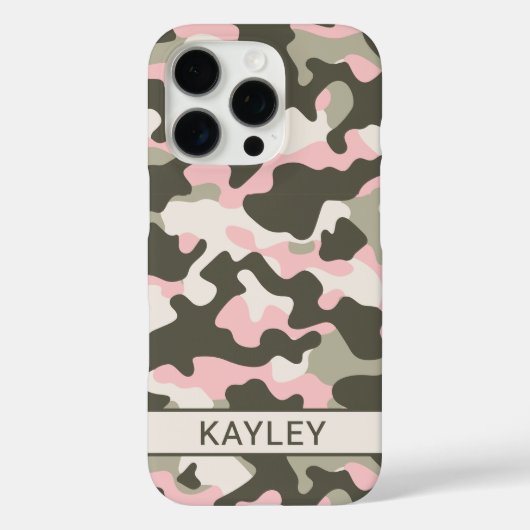 Roze en groene camouflage gepersonaliseerd Case-Mate iPhone case (Achterkant)