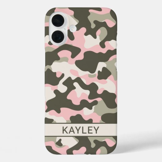 Roze en groene camouflage gepersonaliseerd Case-Mate iPhone case (Achterkant)