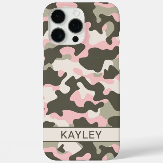Roze en groene camouflage gepersonaliseerd Case-Mate iPhone case (Achterkant)