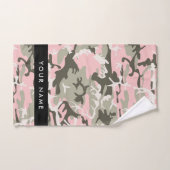Roze en Groene Camouflage Jouw naam Personaliseren Bad Handdoek (Handdoek)