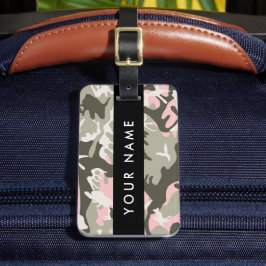Roze en Groene Camouflage Jouw naam Personaliseren Bagagelabel