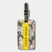 Roze en Groene Camouflage Jouw naam Personaliseren Bagagelabel (Voorkant verticaal)