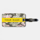 Roze en Groene Camouflage Jouw naam Personaliseren Bagagelabel (Achterkant horizontaal)