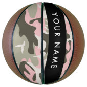 Roze en Groene Camouflage Jouw naam Personaliseren Basketbal (Verticaal)