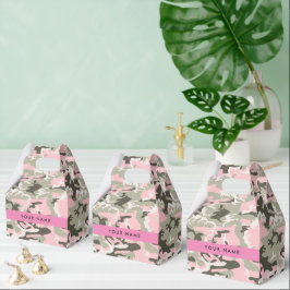 Roze en Groene Camouflage Jouw naam Personaliseren Bedankdoosjes