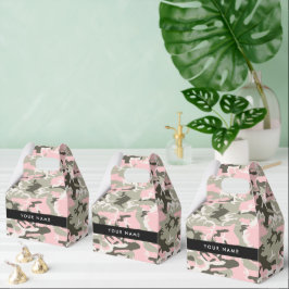 Roze en Groene Camouflage Jouw naam Personaliseren Bedankdoosjes