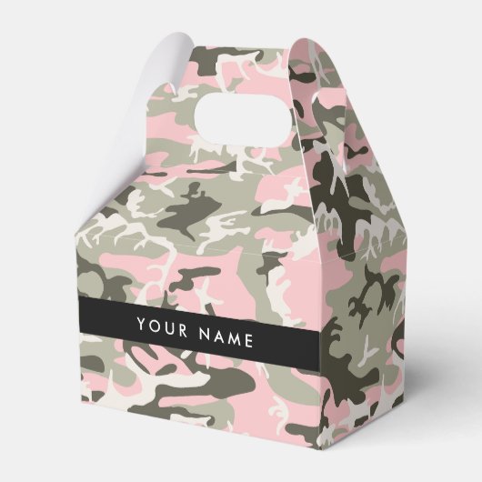 Roze en Groene Camouflage Jouw naam Personaliseren Bedankdoosjes (Voorkant Zijde)