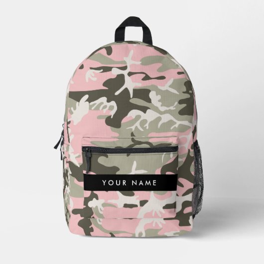 Roze en Groene Camouflage Jouw naam Personaliseren Bedrukte Rugzak (Voorkant)