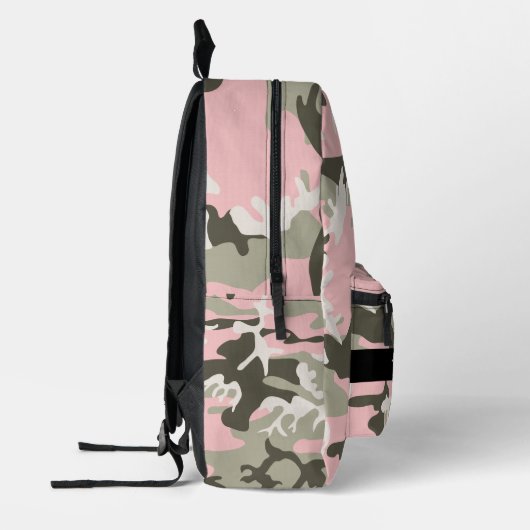 Roze en Groene Camouflage Jouw naam Personaliseren Bedrukte Rugzak (Links)