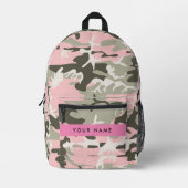 Roze en Groene Camouflage Jouw naam Personaliseren Bedrukte Rugzak (Voorkant)