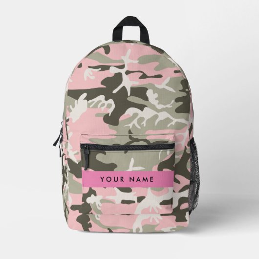 Roze en Groene Camouflage Jouw naam Personaliseren Bedrukte Rugzak (Voorkant)