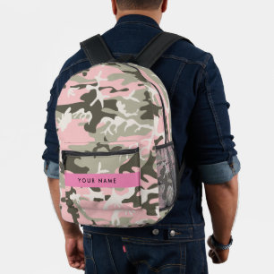 Roze en Groene Camouflage Jouw naam Personaliseren Bedrukte Rugzak
