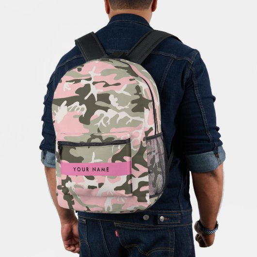 Roze en Groene Camouflage Jouw naam Personaliseren Bedrukte Rugzak (Insitu (model))