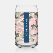 Roze en Groene Camouflage Jouw naam Personaliseren Blikvorm Glas (Voorkant)