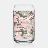 Roze en Groene Camouflage Jouw naam Personaliseren Blikvorm Glas (Links)