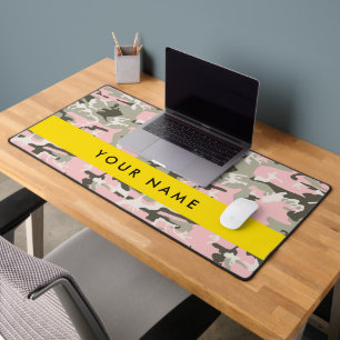 Roze en Groene Camouflage Jouw naam Personaliseren Bureaumat