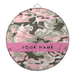 Roze en Groene Camouflage Jouw naam Personaliseren Dartbord