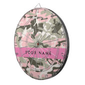 Roze en Groene Camouflage Jouw naam Personaliseren Dartbord (Voorkant Rechts)