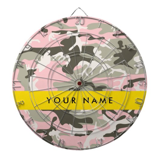 Roze en Groene Camouflage Jouw naam Personaliseren Dartbord (Voorkant)