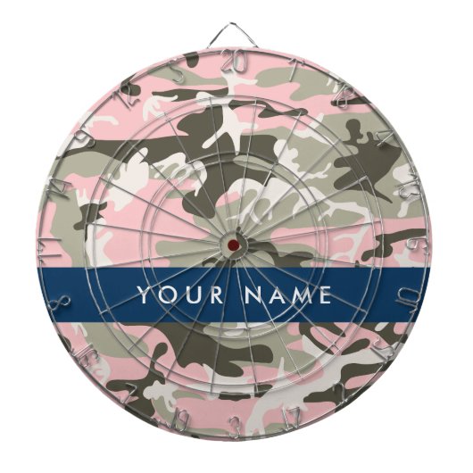 Roze en Groene Camouflage Jouw naam Personaliseren Dartbord (Voorkant)