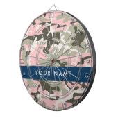 Roze en Groene Camouflage Jouw naam Personaliseren Dartbord (Voorkant Rechts)