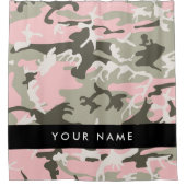 Roze en Groene Camouflage Jouw naam Personaliseren Douchegordijn (Voorkant)