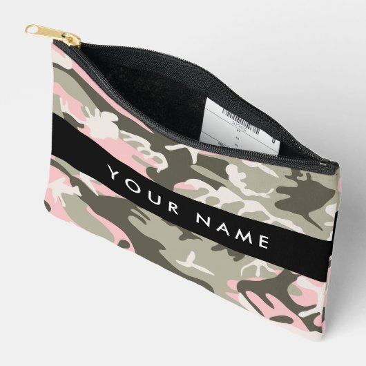Roze en Groene Camouflage Jouw naam Personaliseren Etui (Open)