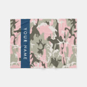 Roze en Groene Camouflage Jouw naam Personaliseren Fleece Deken (Voorkant (Horizontaal))