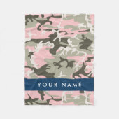 Roze en Groene Camouflage Jouw naam Personaliseren Fleece Deken (Voorkant)