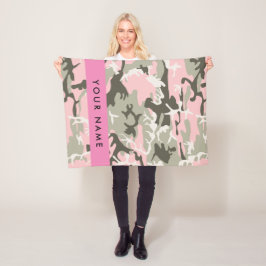 Roze en Groene Camouflage Jouw naam Personaliseren Fleece Deken