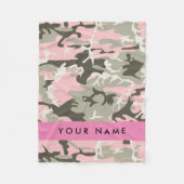 Roze en Groene Camouflage Jouw naam Personaliseren Fleece Deken (Voorkant)