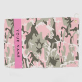 Roze en Groene Camouflage Jouw naam Personaliseren Golfhanddoek (Horizontaal)