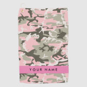 Roze en Groene Camouflage Jouw naam Personaliseren Golfhanddoek (Voorkant)