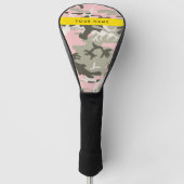 Roze en Groene Camouflage Jouw naam Personaliseren Golfheadcover (Voorkant)