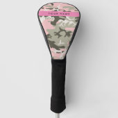 Roze en Groene Camouflage Jouw naam Personaliseren Golfheadcover (Voorkant)