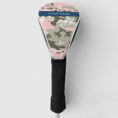 Roze en Groene Camouflage Jouw naam Personaliseren Golfheadcover (Voorkant)
