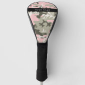 Roze en Groene Camouflage Jouw naam Personaliseren Golfheadcover (Voorkant)