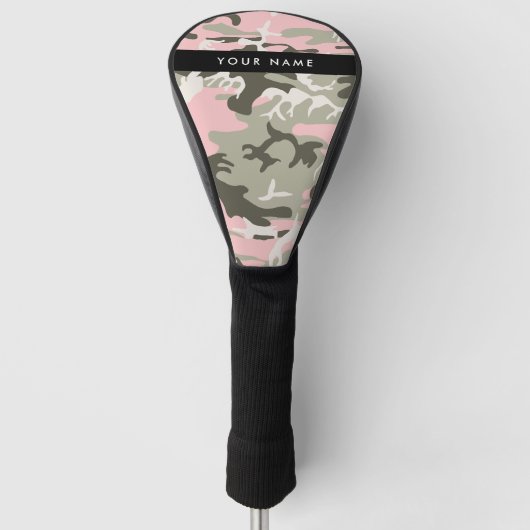 Roze en Groene Camouflage Jouw naam Personaliseren Golfheadcover (Voorkant)