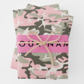 Roze en Groene Camouflage Jouw naam Personaliseren Inpakpapier Vel (In situ)