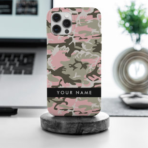 Roze en Groene Camouflage Jouw naam Personaliseren iPhone 15 Pro Max Case