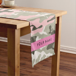 Roze en Groene Camouflage Jouw naam Personaliseren Korte Tafelloper