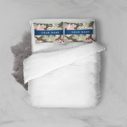 Roze en Groene Camouflage Jouw naam Personaliseren Kussensloop