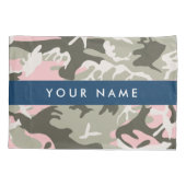 Roze en Groene Camouflage Jouw naam Personaliseren Kussensloop (Achterkant)