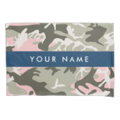 Roze en Groene Camouflage Jouw naam Personaliseren Kussensloop (Voorkant)