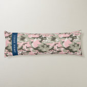 Roze en Groene Camouflage Jouw naam Personaliseren Lichaamskussen (Achterkant)